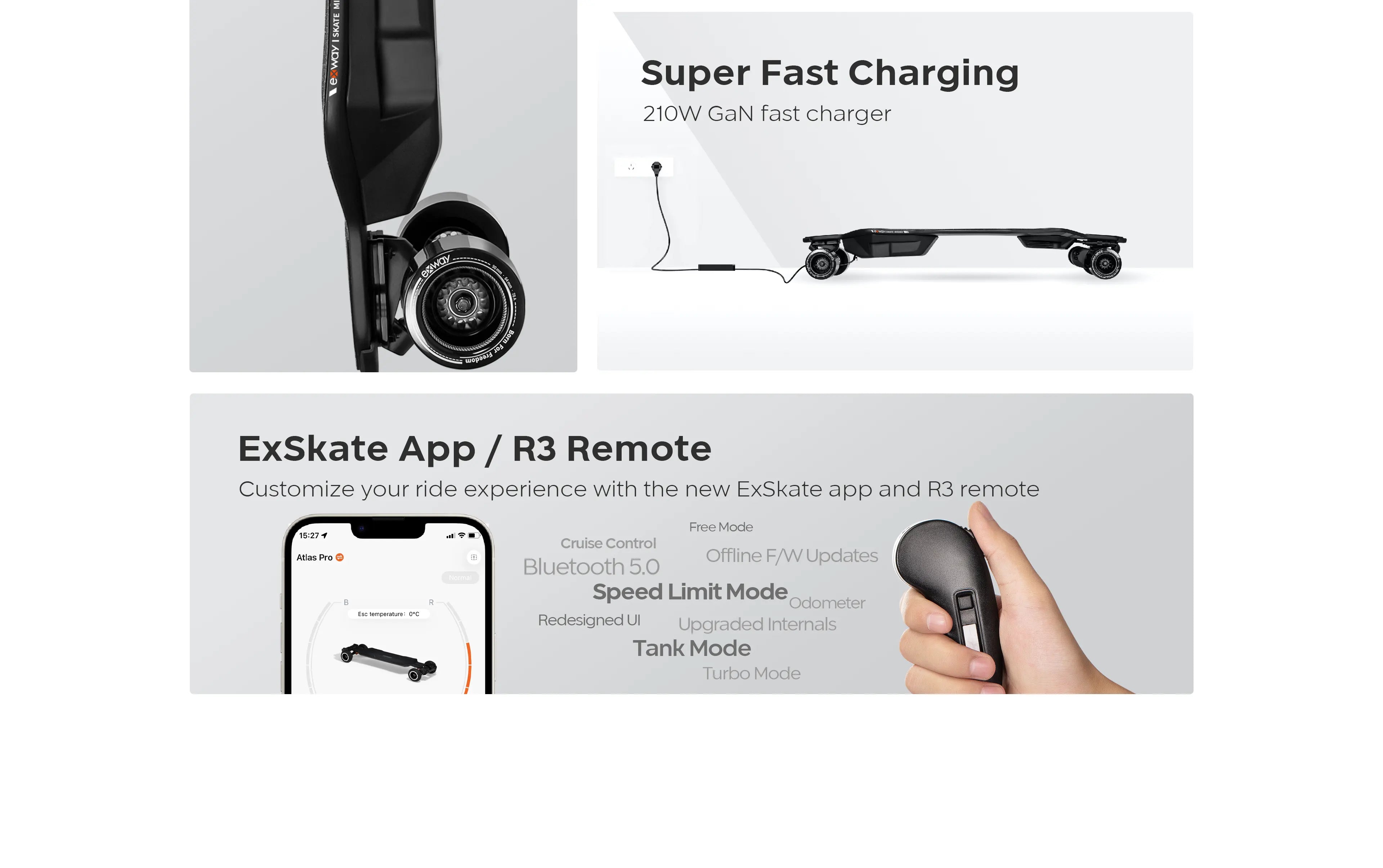 EXWAY Flex PRO Riot Electric Long Board (HYDRO ALL-SEASON TIRES)