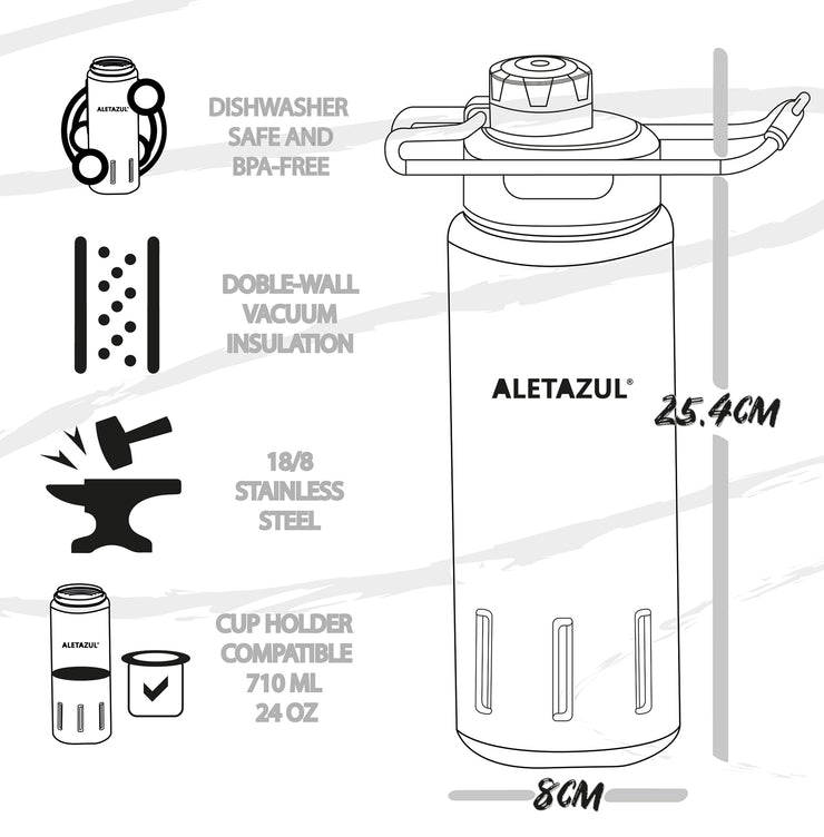 ALETAZUL Termo | Aislado al Vacío - Acero Inoxidable - Premium 710ml