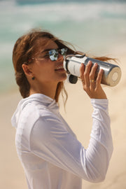 ALETAZUL Termo | Aislado al Vacío - Acero Inoxidable - Premium (710ml, Blanco Doble-Tono)